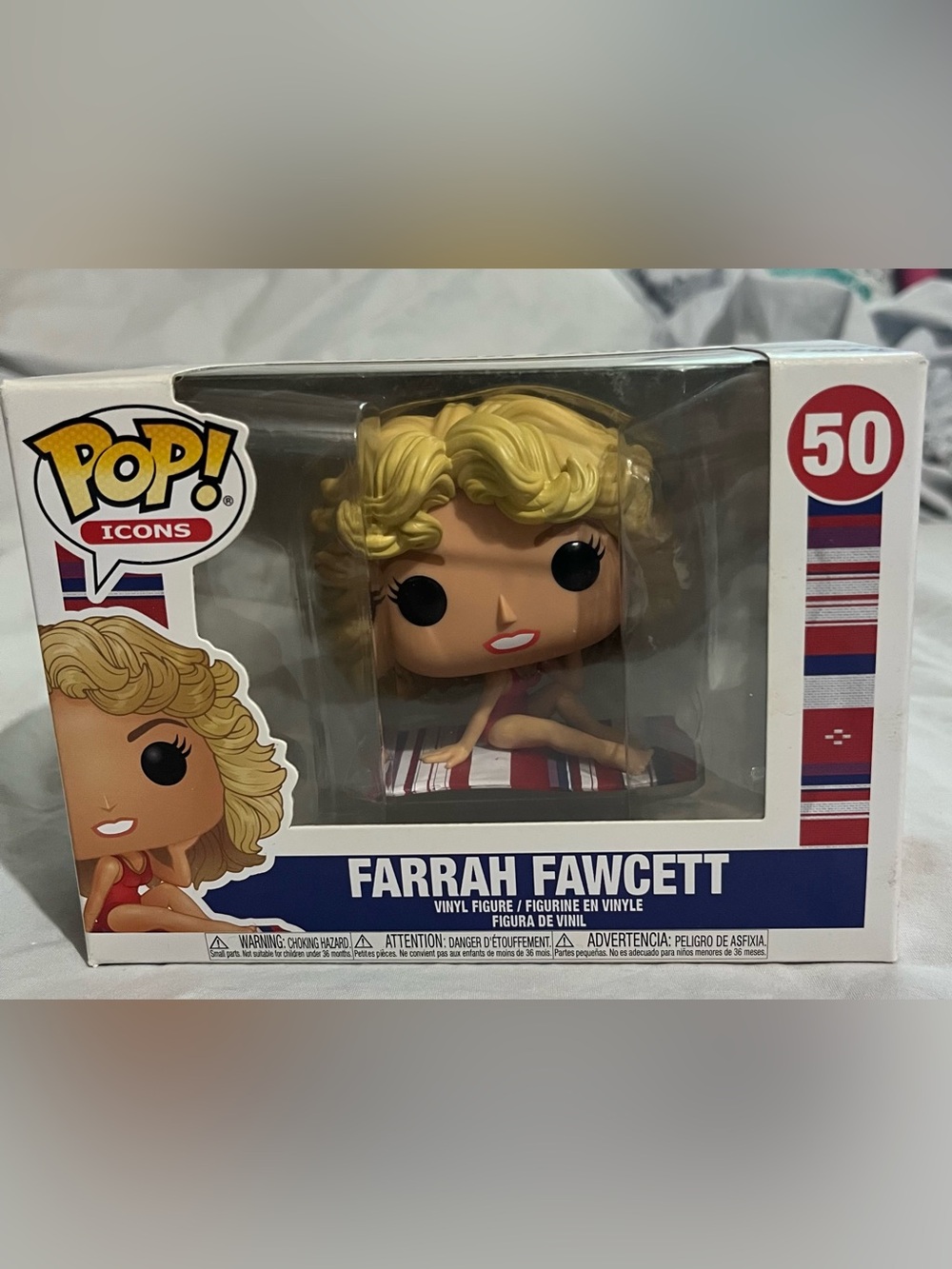 Funko Farrah Fawcett Blonde Pop! Vinyl Figure with Red & Blue Accents